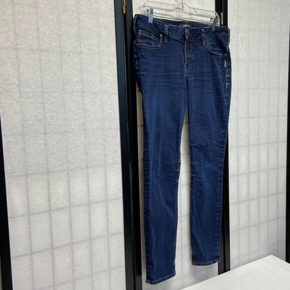 Silver MidRise Skinny Stretch Light Distress Aiko Ankle Jeans Dark Denim Wash 33 - Picture 3 of 13